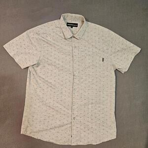 Molokai Surf Co. Shirt Men's L Gray All Over Print Button Up Casual Button Down